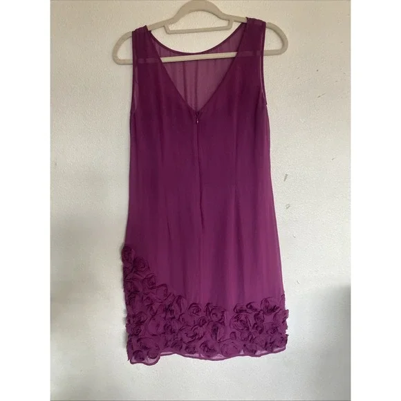 Jessica Simpson Purple Chiffon Cascading Roses Dress Size 6 - Picture 3 of 6